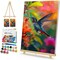 Framed Paint by Numbers Kit for Adults, Hummingbird Paint by Numbers Kit for Adults with Easel, DIY Flower Bird Paint by Number with Frame, Adult Paint by Number Kits Framed Canvas 8x12 Inch